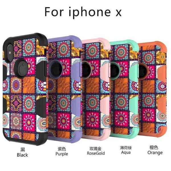 

20pcs/2018 new two-color contrast color jiugongge anti-drop mobile phone case suitable for iphone x fashion dust phone case