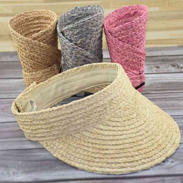 

wide brim hats myzoper 2021 solid color foldable outdoor empty hat casual tide motion women summer cap straw, Blue;gray