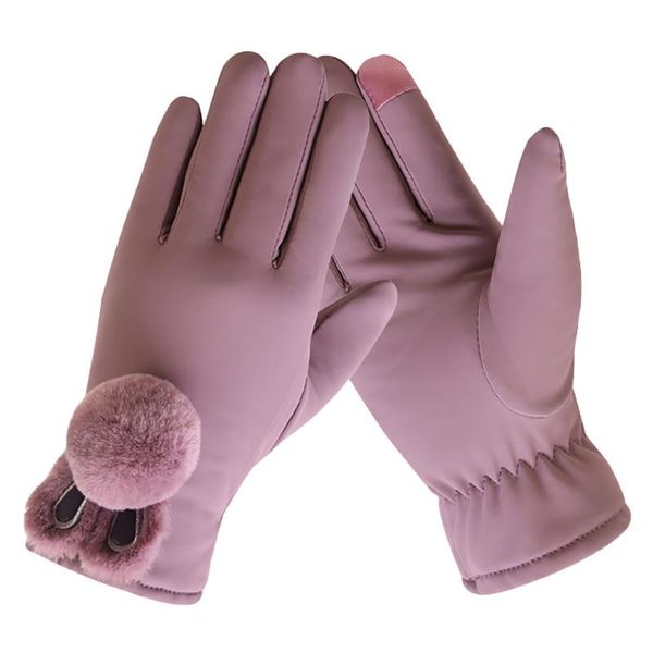 

women winter fleece thermal warm snow ski gloves cartoon print windproof outdoor cycling full finger gloves #bl4, Blue;gray