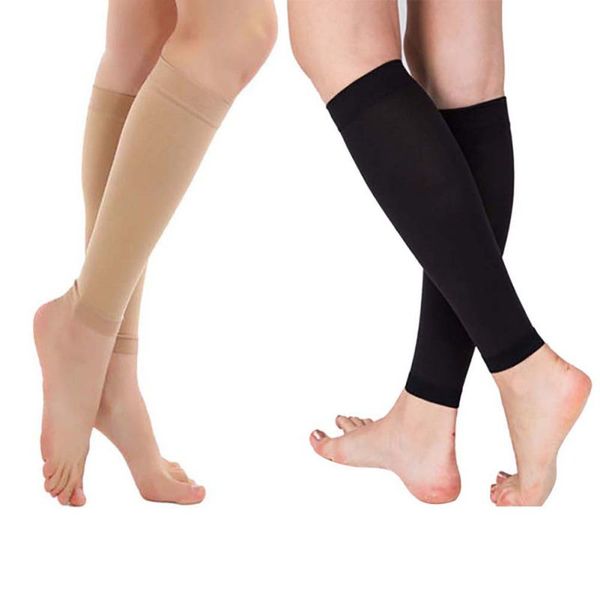 

1 pair slim relieve leg calf sleeve brace support compression varicose socks for women female, Black