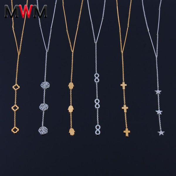

stainless steel chain pendant necklaces women collar infinity cross heart jewelry gold neckless long necklace, Silver