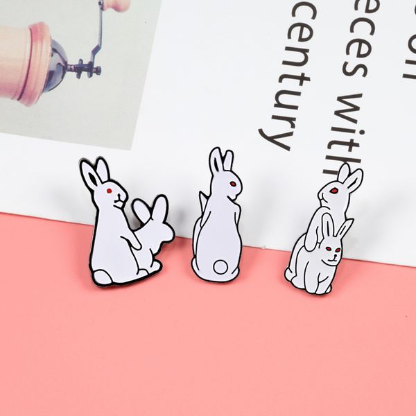

pins, brooches 3pcs/set funny rabbits for women cartoon evil enamel pins cute animal jewelry denim jackets collar badge pin, Gray