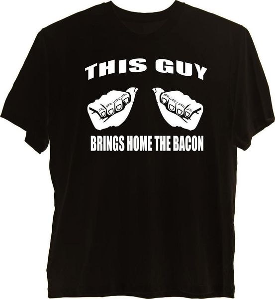 

2019 new men's new «этот парень приносит домой bacon'-смешной-юмористическая-cool-graphic print t-shirt tee shirt