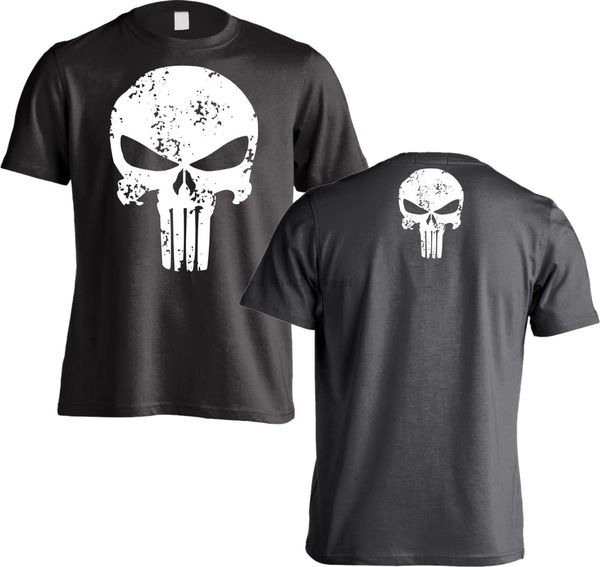 

2020 fashion cotton t-shirt punisher skull look destroyed fun shirt tees