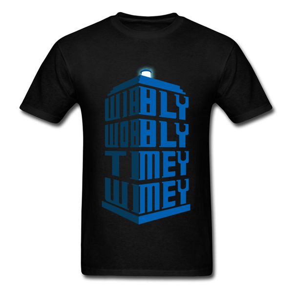 

wibbly wobbly t shirt men tardis t-shirt dr. who black blue tshirt short sleeve clothes funny letter tees hip hop summer