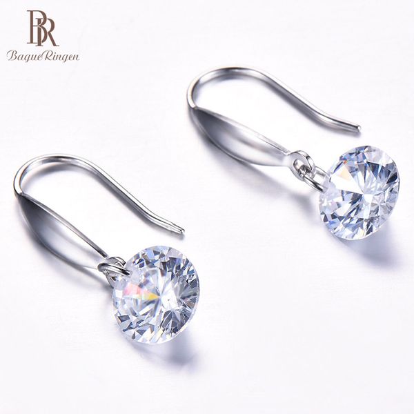 

bague ringen 925 sterling silver drop earrings jewelry with round zircon women fashion silver jewelry wedding party gift