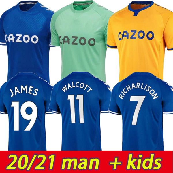 

20 21 del jersey de fútbol everton sigurdsson richarlison calvert-lewin walcott 2020 2021 everton football shirts hombres niños uniforma, Black