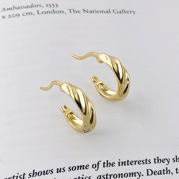 

s925 sterling silver earrings korea korean women irregular twist earrings female temperament korean net red, Golden;silver