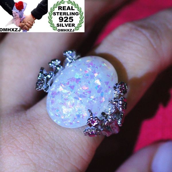 

cluster rings omhxzj wholesale european fashion woman man party wedding gift silver white oval opal 925 sterling ring rr81, Golden;silver