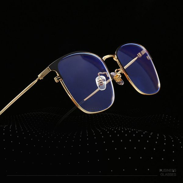 

metal frame glasses men business style full rim eye glasses myopia spectacles with spring hinges anti blue ray new arrival, Black