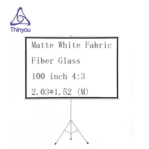 

projection screens thinyou 100 inch 4:3 portable projector screen matte white fabric fiber high definition bracket with stable stand tripod