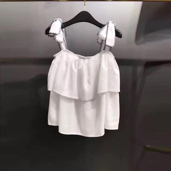 

neploe solid summer women sleeveless ruffles lace up blouse 2020 new fashion off shoulder red elegant short blusas 67754, White