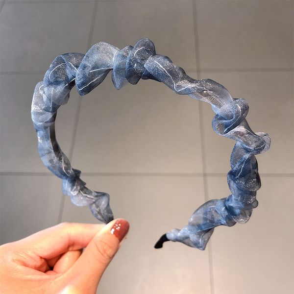 

women girls colorful folds chiffon simple metal hairbands sweet hair holder headband headwear ins fashion hair accessories