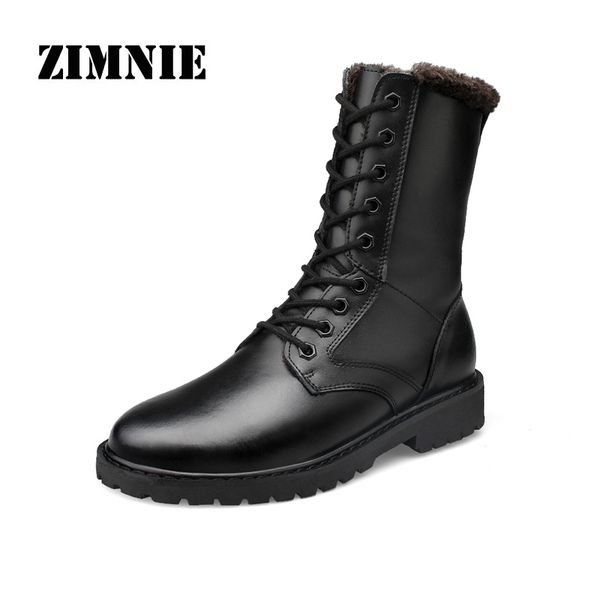 

zimnie brand 2020 autumn winter men's boots fashion genuine leather motorcycle ankle boots men working plus size 37-52, Black