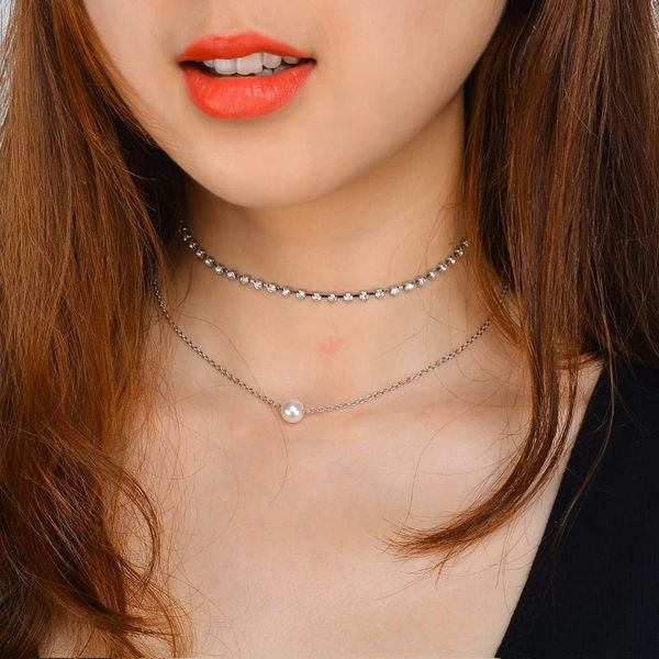 

chokers women's jewelry fashion joker multilayer pearl pendant accessories rhinestone claw chain necklace, Golden;silver