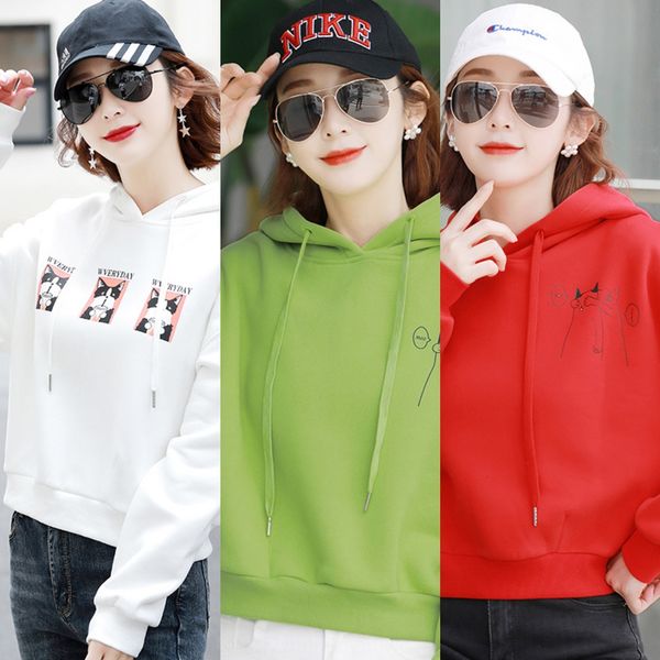 

white hooded lazy style sweater turtleneck hair turtleneck hair pullover 2020 fall/winter new loose all-match jacket short fleece pullover s, Black