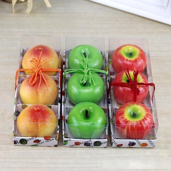 

artificial fruit scented candles orange lemon peaches apple shape candle viivid romantic for wedding christmas party decoration 4 2bs zz