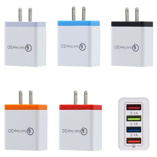 

4 usb fast phone charger 5v 3a multi-port travel charger plug fast charger mobile for iphone 11 pro max samsung lg