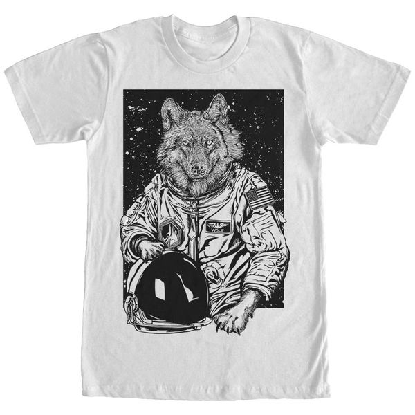 

2019 fashion 100% cotton t shirt wolf astronaut mens graphic t shirt tee shirt