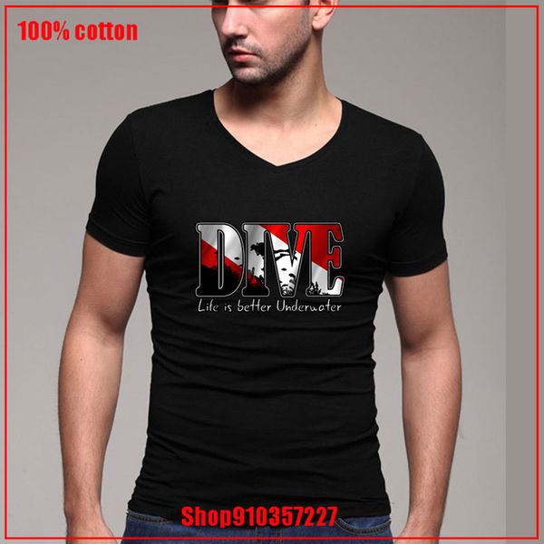 

valentine's day gift scuba diving club unique fashion v-neck man plus size cotton t shirt boyfriend's day gift summer