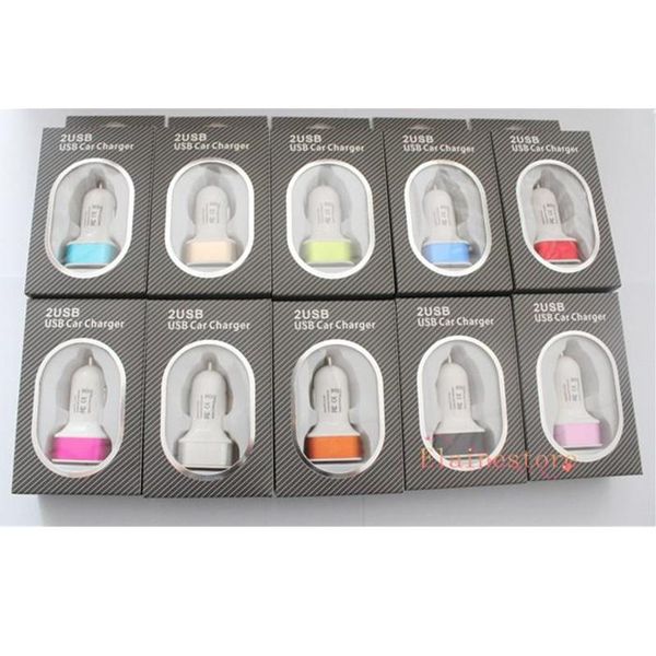 

2020 5v/2a dual port car usb charger adapter for iphone6 iphone6 plus 5s 5 4s samsung galaxy s5 note4 2 usb universal car charger 100pcs