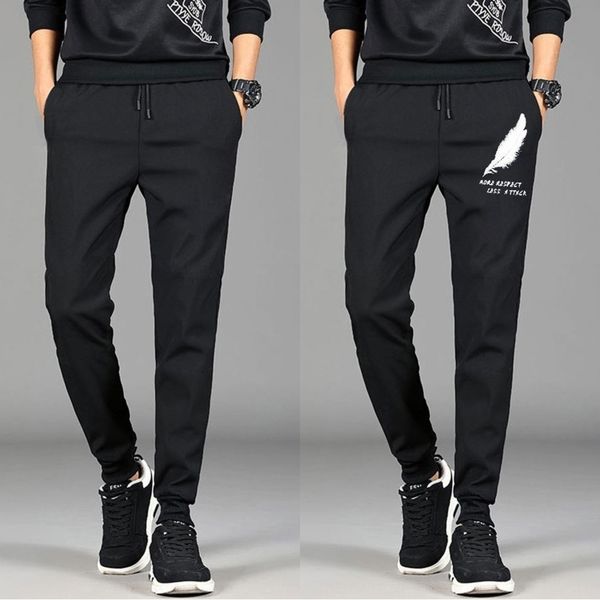 

spring and summer thin large size casual slim leggings harem tight tight cropped leggingspants men's loose nine-point sports pants emx3, Blue