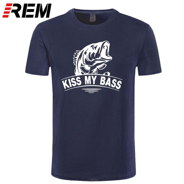 

rem men funny fishiong fish t shirt kiss my bass printed t-shirt fashion novelty fishings short sleeve tee summer homme clothing