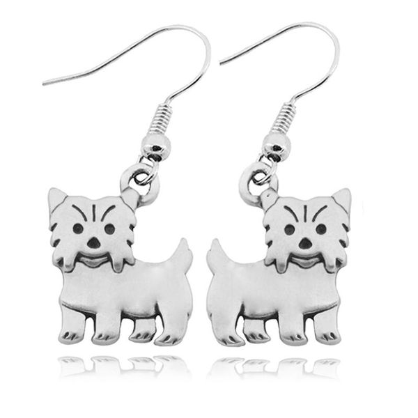 

dangle & chandelier vintage hippie yorkshire terrier earring bohemian companion dog brincos earrings for women pendientes mujer, Silver