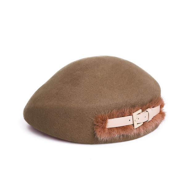 

berets women grade fascinator hat cocktail wedding party fedora hats fashion headwear lady pillbox pure wool beret cap 56-58cm, Blue;gray