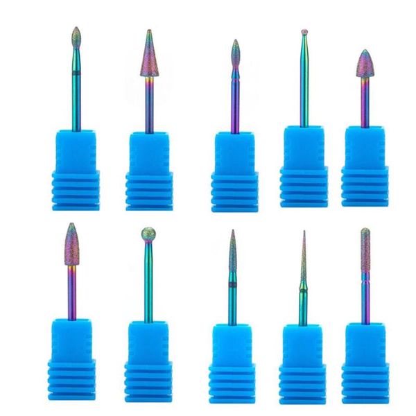 

nail art equipment 1pc blue cone tip tungsten steel drill bits electric cuticle clean rotary for manicure pedicure grinding head sander tool, Silver