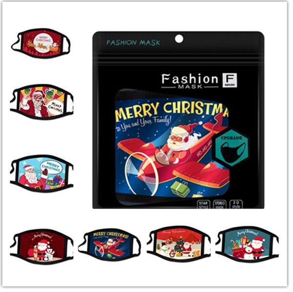 

merry christmas protective designers face mask elk snowman penguin bear cartoon mask washable cotton santa claus masks 2020 e91001, Blue