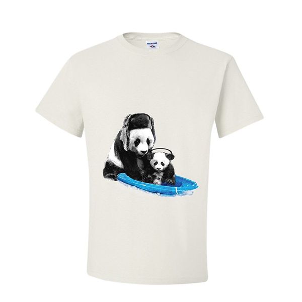 

2019 новый летний прохладный майка мода зима panda sledging снег футболка хлопок футболка