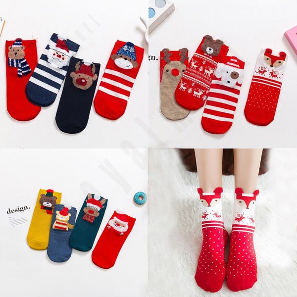 Weihnachten Frau Socken Cartoon Santa Claus Elch Tier Muster Socken Urlaub Warme Mode Cartoon Weihnachten Socken