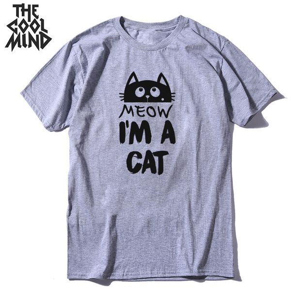 

coolmind с коротким рукавом 100% хлопок прекрасного котом печатью мужчин майки случайные свободные мужчины тенниской охладиться тенниска муж