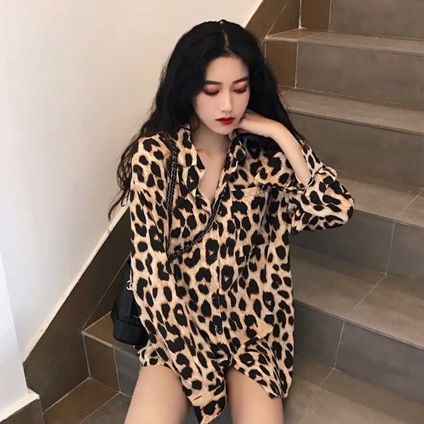 

women's blouses & shirts goohojio 2021 leopard print harajuku womens shirt vintage elegant blouse women autumn long sleeve female cloth, White