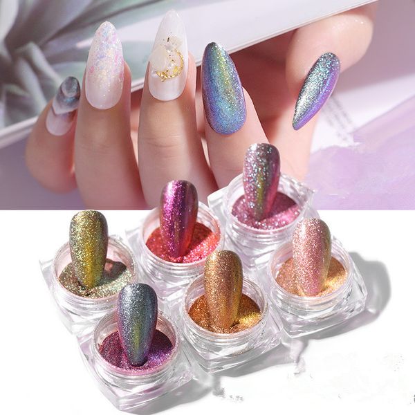 

6 color suit new fashion color japanese style sand gold glitter set diy nail supplies decoration, Silver;gold