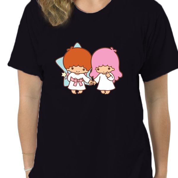 

trendy cartoon pattern holding hands little twins stars tee shirt 9363d