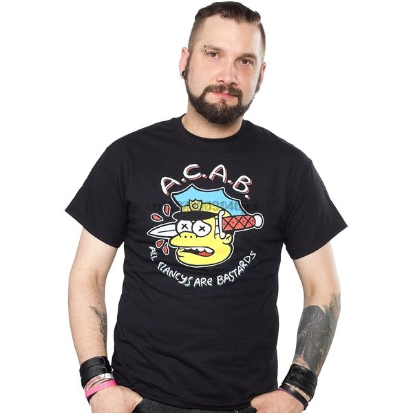 

men casual t shirts thrillhaus acab man fashion cotton black size s-3xl women tshirt