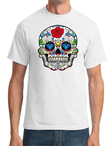 

mexican sugar skull - dia de los muertos - mens t-shirt casual tee shirt