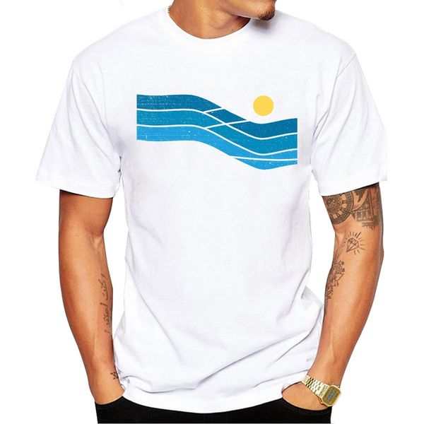 

2019 new cool men's fashion sunset surf design t-shirt short sleeve o-neck hipster tee