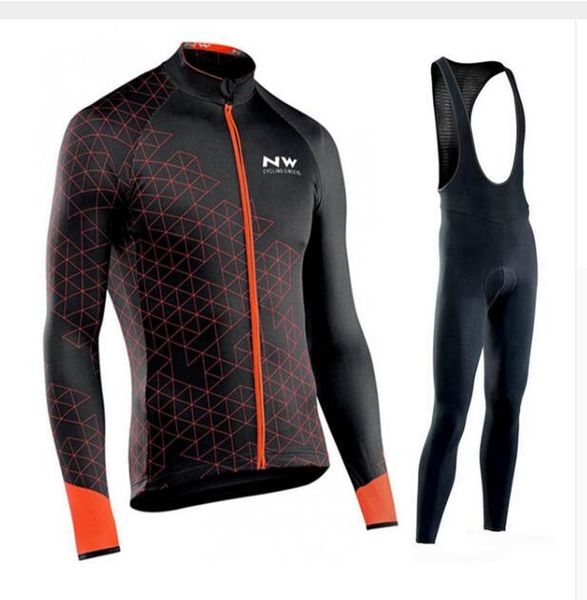 

2020 por team nw northwave cycling jersey set maillot ropa ciclismo gel bib pants long sleeve autumn/winter mtb bike clothing, Black;blue