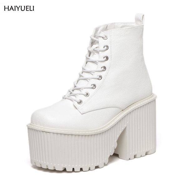 

womens boots winter fashion platform high heel boots ladies ankle punk rock motorcycle black platform shoes