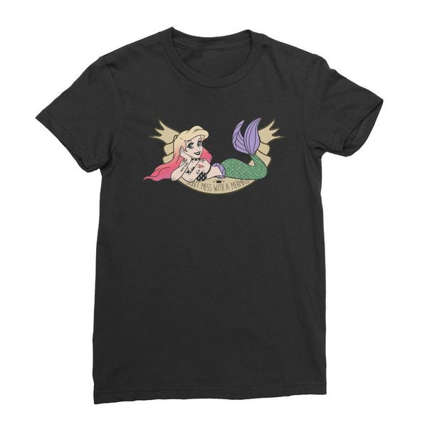 

не шутите с русалка маленькая gothic punk swag фанки женщины топы tee футболка tee top мода плюс размер футболки