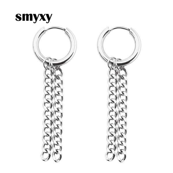 

dangle & chandelier men/women punk long chain pendant earring tassel eardrop ear jewelry simple stainless steel earrings, Silver