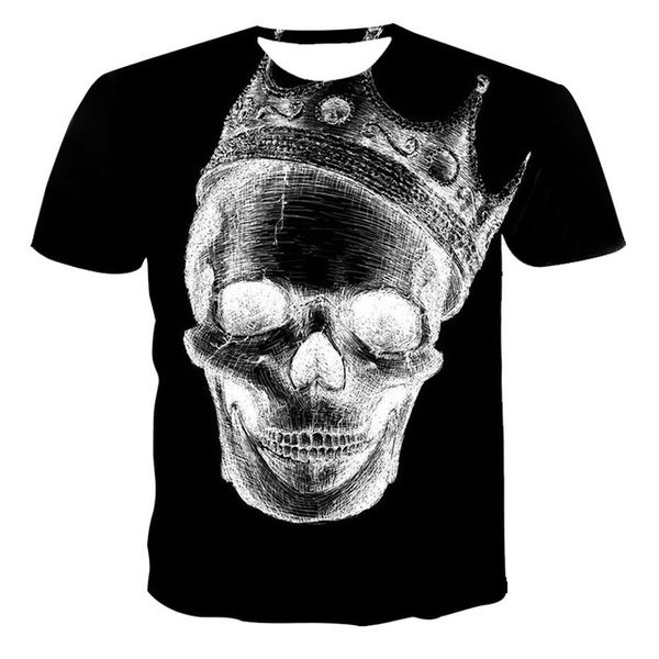 

summer men black white breathable skull printing 3d print shirts hippie harajuku comics men clothing