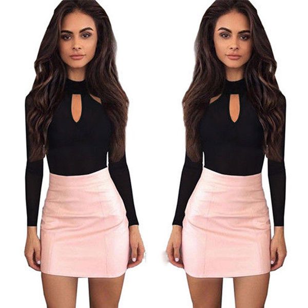 

women's jumpsuits & rompers bodysuit women body suits for romper black mock neck long sleeve hollow out back spring, Black;white