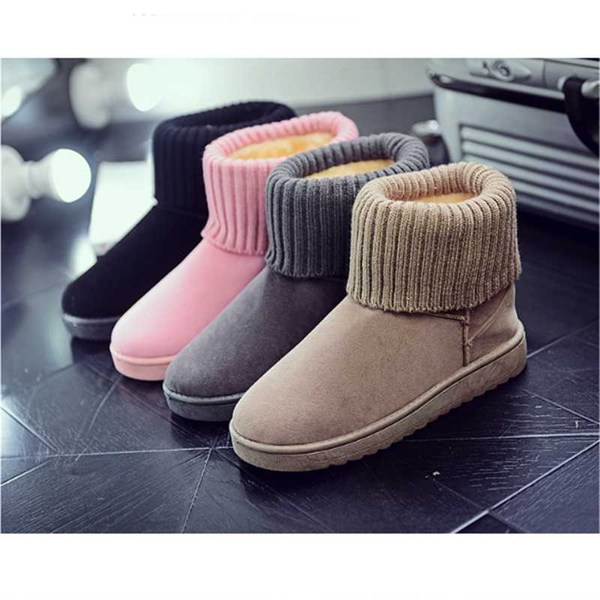 

women's new snow boots winter fashion wild classic women's shoes simple warm non-slip waterproof wool shoes ladies ankle boots, Black