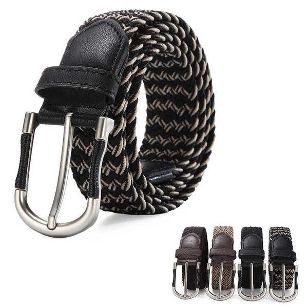 

male and female elastic nylon belt leisure outdoor canvas belt personalized versatile pin buckle, Black;brown