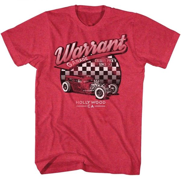 

warrant heavy metal mens garage hollywood ca t-shirt cherry heather sm - 2xl