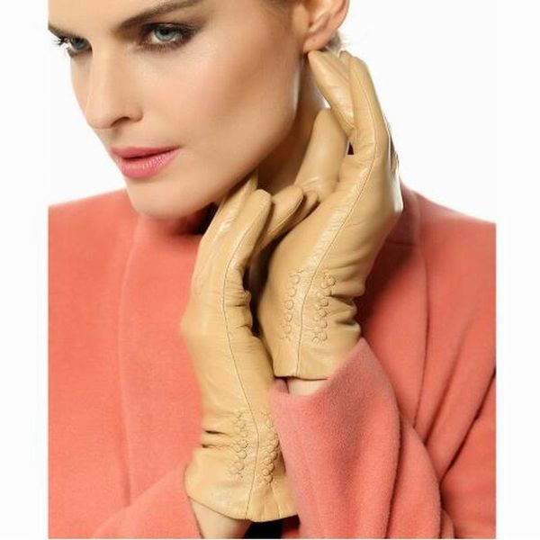 

five fingers gloves women' genuine leather real sheepskin black touch screen fashion brand winter warm mittens m1050, Blue;gray